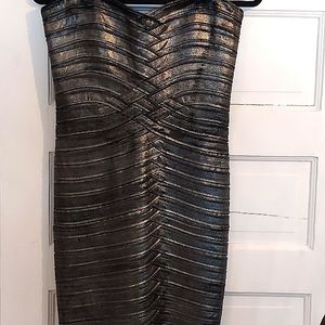 BCBG Strapless Metallic Dress